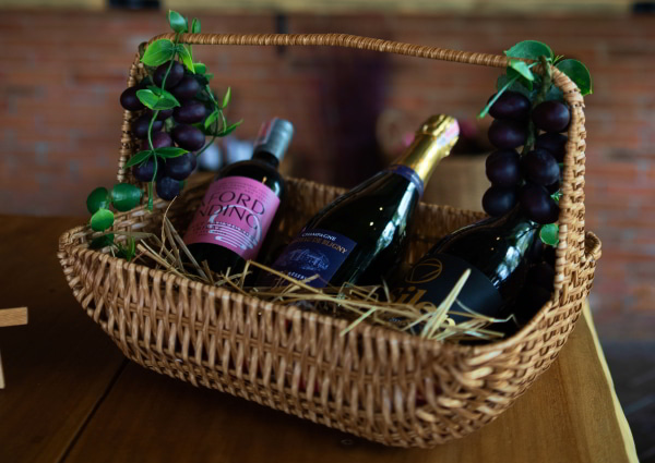 Wine on a basket