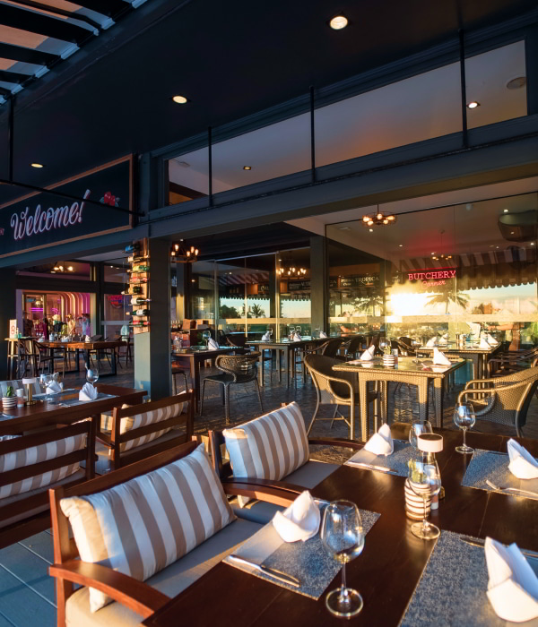 Spacious dining area at Ciao Pizza & Grill beachfront Phuket restaurant