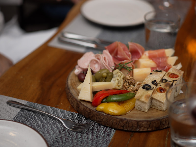 Cold cuts on a wooden board