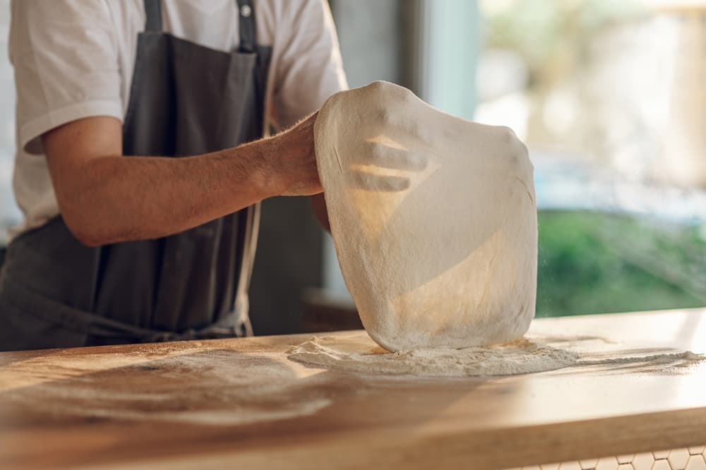 A Chef Preparing A Real Authentic Italian Pizza Dough