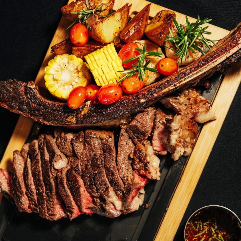 Steak With Vegetable And Salt